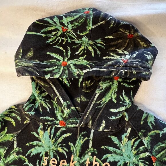 Scotch & Soda All Over Palm Tree Print French Terry Pullover Green Hoodie (M) - Picture 11 of 16